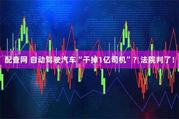 配查网 自动驾驶汽车“干掉1亿司机”？法院判了！